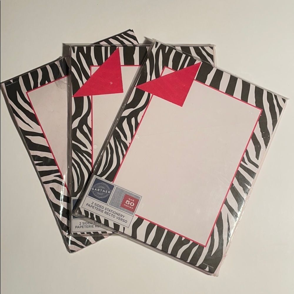 GARTNER 3 pack zebra stripes Red Stationary Paper